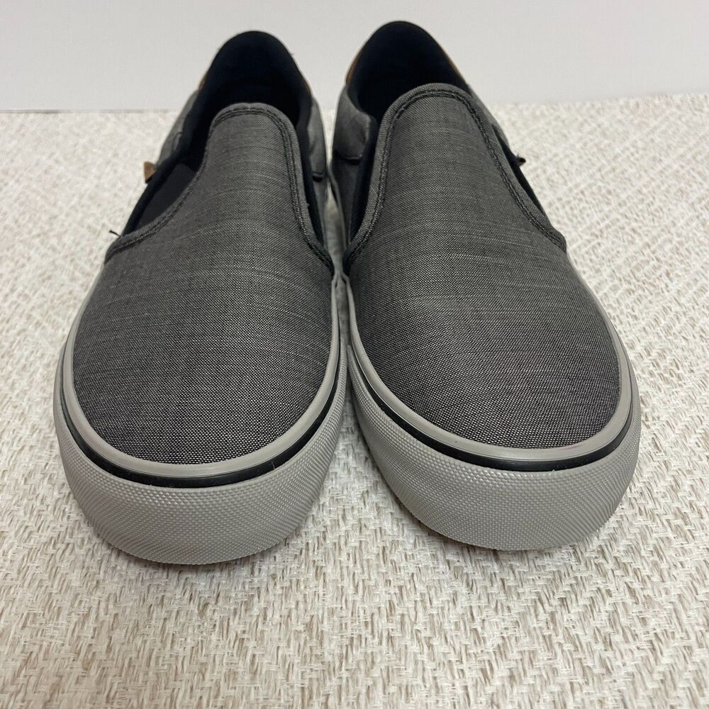 Vans Mens 8.5 Asher Deluxe Comfort Textile Black/Grey Slip On Shoes Sneakers NIB